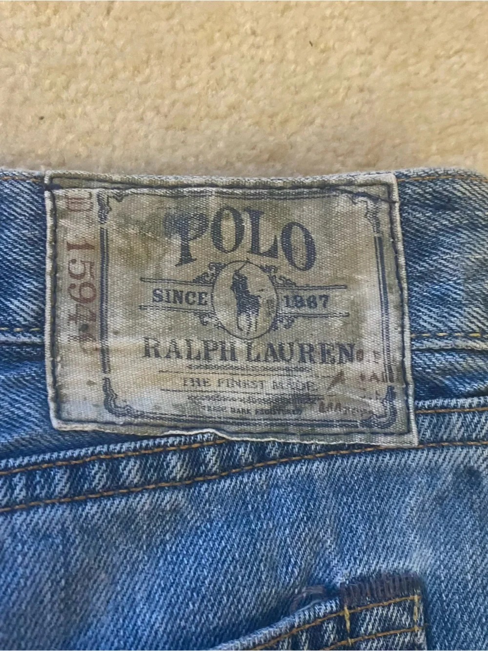 Polo Ralph Lauren Andrew Classic Fit Jeans Mens 40x30 Blue Wash Straight Denim